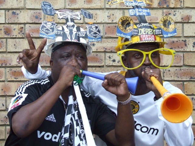 Chiefs and Pirates fans before the Soweto Derby